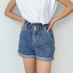OAK + FORT Denim Paperbag Waist Shorts